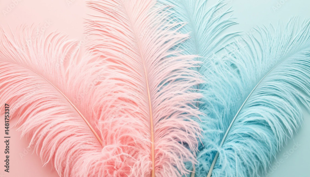 Fototapeta premium Ostrich feathers in pastel colors. AI generated.
