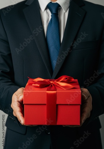 Photo of Man in Suit Holdin...