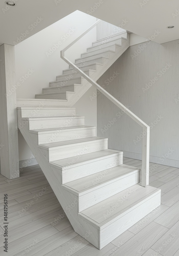 3D Illustration Modern Minimalist White Terrazzo Staircase 3D Illustration Modern Minimalist White Terrazzo Staircase