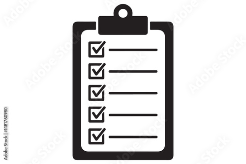 Simple checklist icon on clipboard silhouette vector illustration

