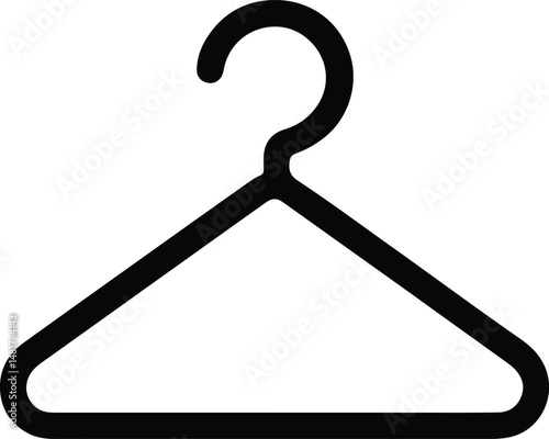 Minimalist Hanger Icon: A minimalist black hanger, representing clothing, fashion, and organization, set against a pure backdrop. This elegant icon suits any design.
