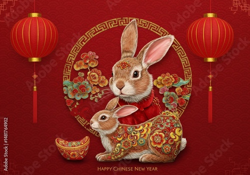 Illustration of Two Rabbits...