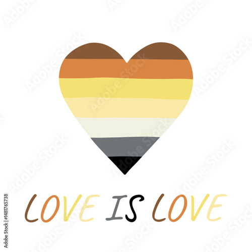 Colorful heart shape Bear brotherhood pride flag Happy pride day LGBTQIA community Pride Month Vector hand drawn doodle for posters, stickers, logo, cards
