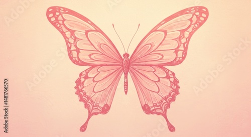 Illustration Pink Butterfly...