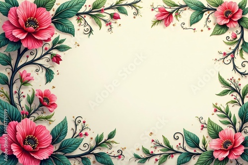 Intricate floral damask, swirling vines & leaves, classic, luxury, artwork