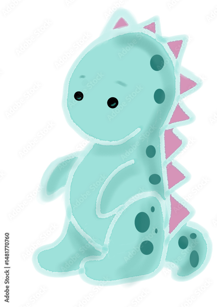 Obraz premium Cute Blue Dinosaur