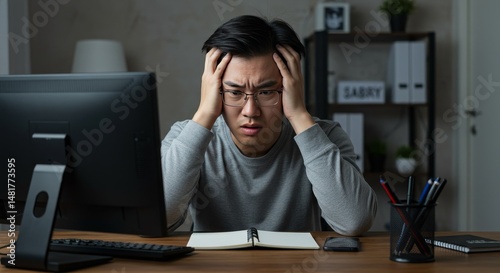 Photo of Stressed Asian Man...