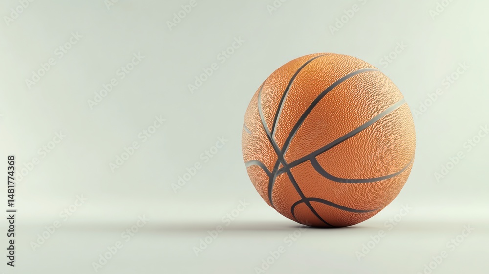 A single basketball sits prominently on a light gray background. A single basketball sits prominently on a light gray background.