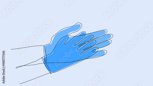 Linear Grip: Stylish Rubber Gloves in One-Line Vector Art