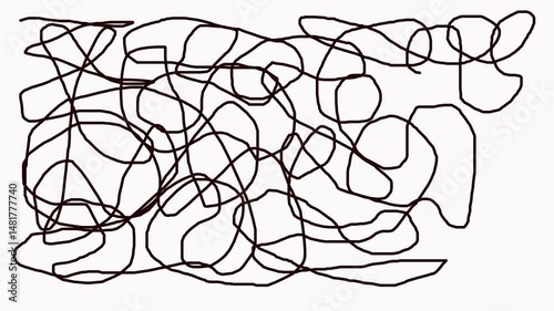 Complex scribble growing organically, isolated on white or with alpha matte