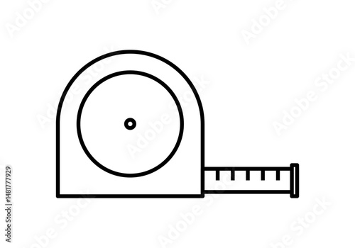 Icono negro de cinta métrica en fondo blanco