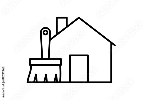 Icono negro de casa con brocha representando reforma