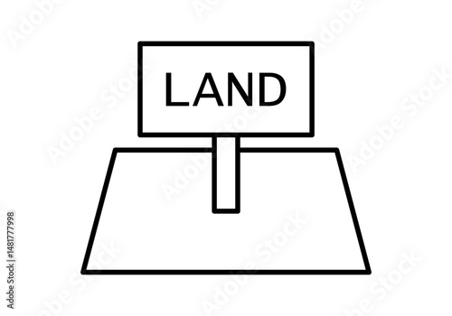 Icono negro de cartel en terreno representando propiedad 