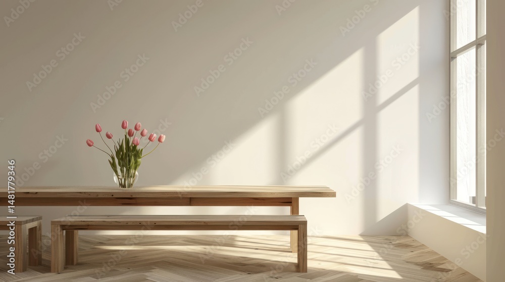 Fototapeta premium Simple dining area, sunlight