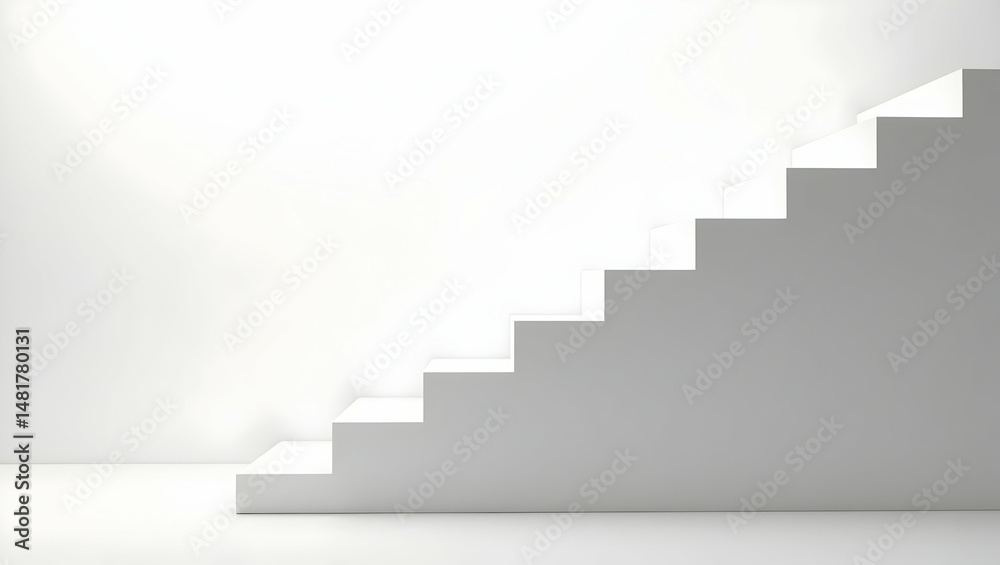 custom made wallpaper toronto digitalMinimalist white stairway against a clean, bright wall conveying a sense of progress, ambition, and upward mobility in a modern architectural space