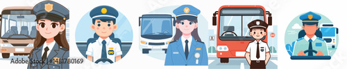 Vector of a bus driver