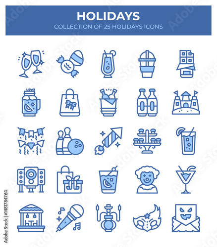 Holidays. Collection of 25 Festive Icons