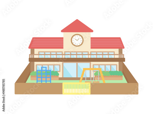 幼稚園  保育園  建物  イラスト