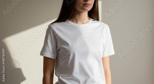 Photo of Woman in White T-S...