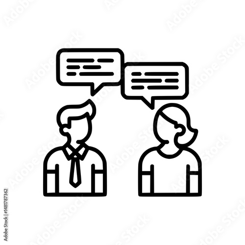 icon of two individuals having a chat with speech bubbles