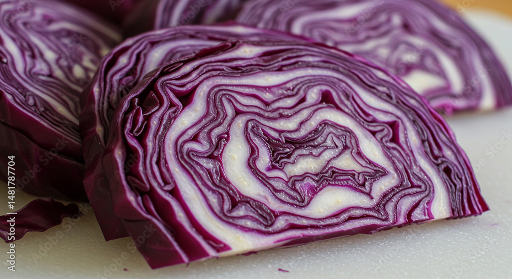 Fototapeta premium Fresh Red Radicchio: Vibrant Purple Leafy Vegetable