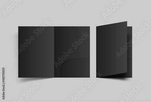 3D A4 Size Single Pocket Folder, open Leaflet, bifold mockup isolated on background.Blank folder paper template for business presentation document, flyer, catalogue, advertising or any creative work
