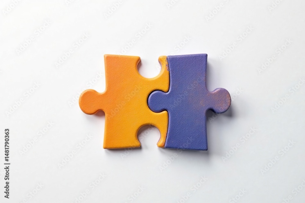 Fototapeta premium A single jigsaw puzzle piece isolated on white background Perfect for concepts of connection, completion, and problem solving , part, whole, bright