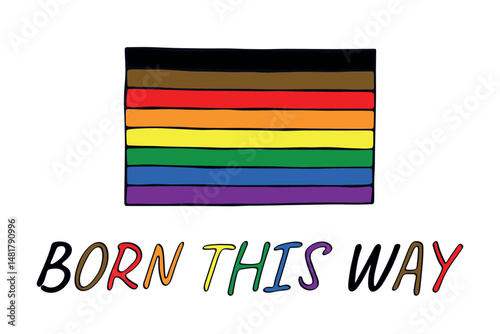 Colorful Gay pride flag Happy pride day LGBTQ community Pride Month Vector hand drawn doodle for posters, stickers, logo, cards