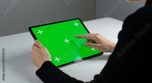 Photo of Woman Using Green ...