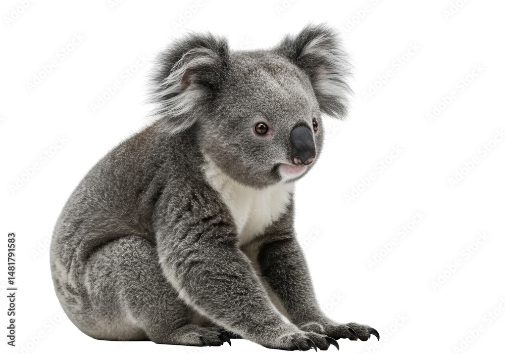 Fototapeta premium Cute koala isolated, Australia's icon. Calm koala, peaceful animal. Great koala. 