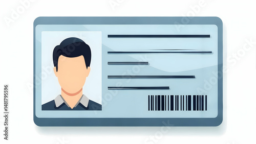 Blue Identification Card Featuring Avatar and Barcode Ideal for Security Use