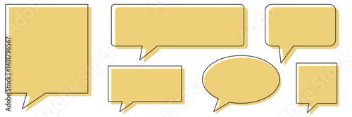 Long speech bubble vector icon. Chat message with copy space.