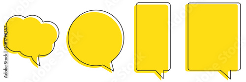 Long speech bubble vector icon. Chat message with copy space.