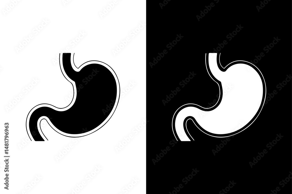 Stomach Icon Vector Clean Monochrome Human Anatomy Silhouette. Stomach Icon Vector Clean Monochrome Human Anatomy Silhouette.