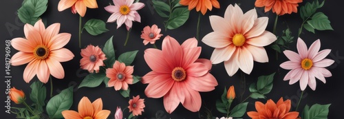 Wallpaper Mural Stylish vector flower collection, geometric shapes ,  art,  graphic,  flat design Torontodigital.ca