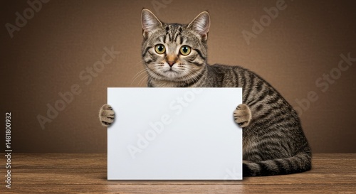 Photo of Cat Holding Blank ...