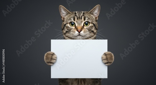 Photo of Cat Holding Blank ...