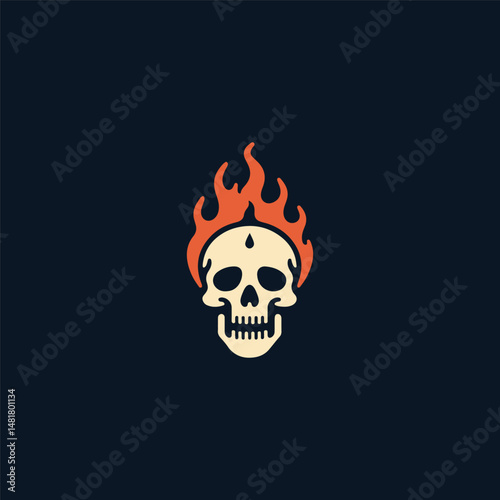 Skull burning logo