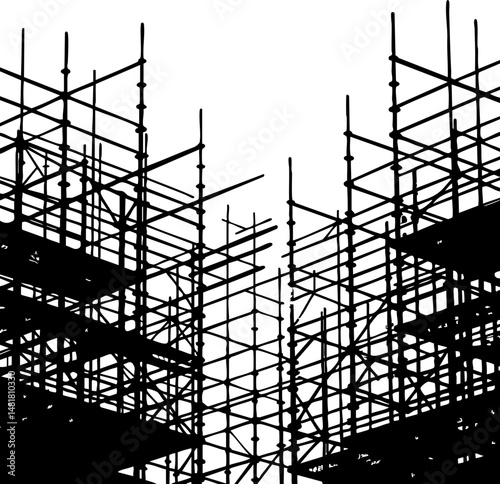 Silhouette of Construction Scaffolding Against White Background