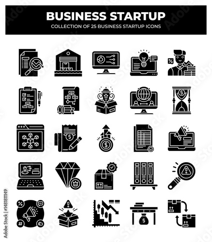 Business Startup Icon Set: 25 Essential Icons for Your Business