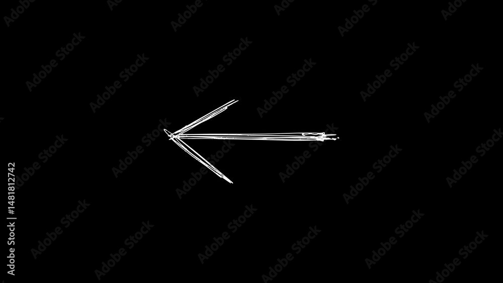 Hand-Drawn Black Pointing Arrow with Stop Motion Animation on Transparent Background Hand-Drawn Black Pointing Arrow with Stop Motion Animation on Transparent Background