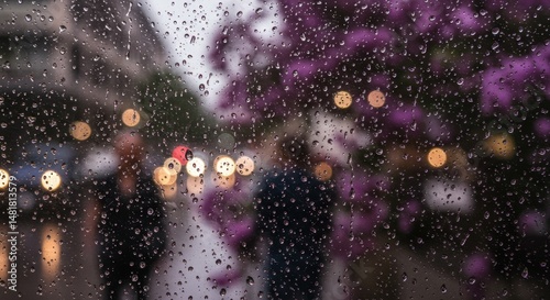 Rainy City View Through Win...