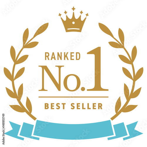 王冠とリボンのついたのランキングフレーム３【金と青】 / No.1