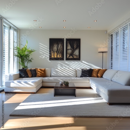 Modern Living Room with Sectional Sofa and Natural Light