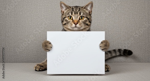 Photo of Tabby Cat Holding ...