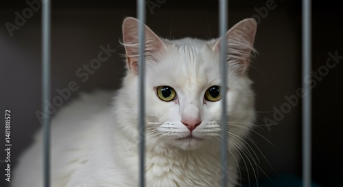 Photo of White Cat in Cage ...
