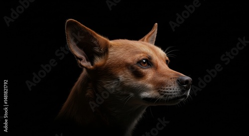 Portrait of Brown Dog on Bl...