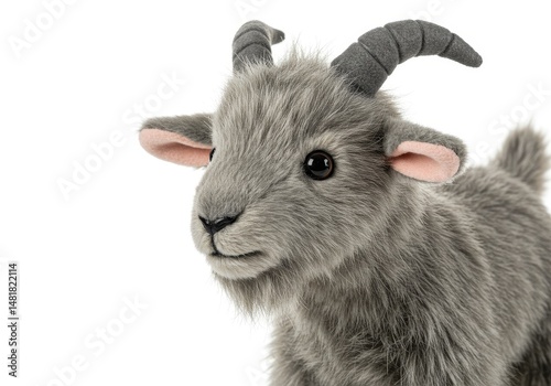 Realistic Plush Gray Goat T...