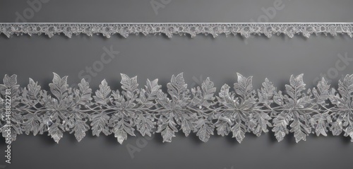 Intricate silver leaf lace border, shimmering backdrop, sparkle, graphic