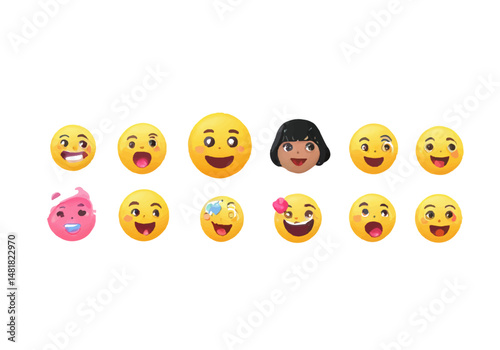 Colorful 3D Emojis and Cartoon Character - Joyful Expressions